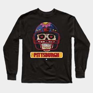 American Football - Pittsburgh Skull Football Gift Long Sleeve T-Shirt